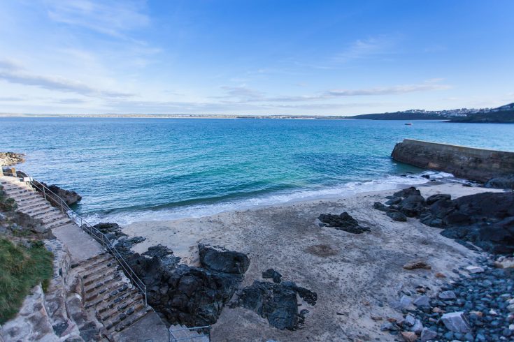 View of Bamaluz beach St Ives from above